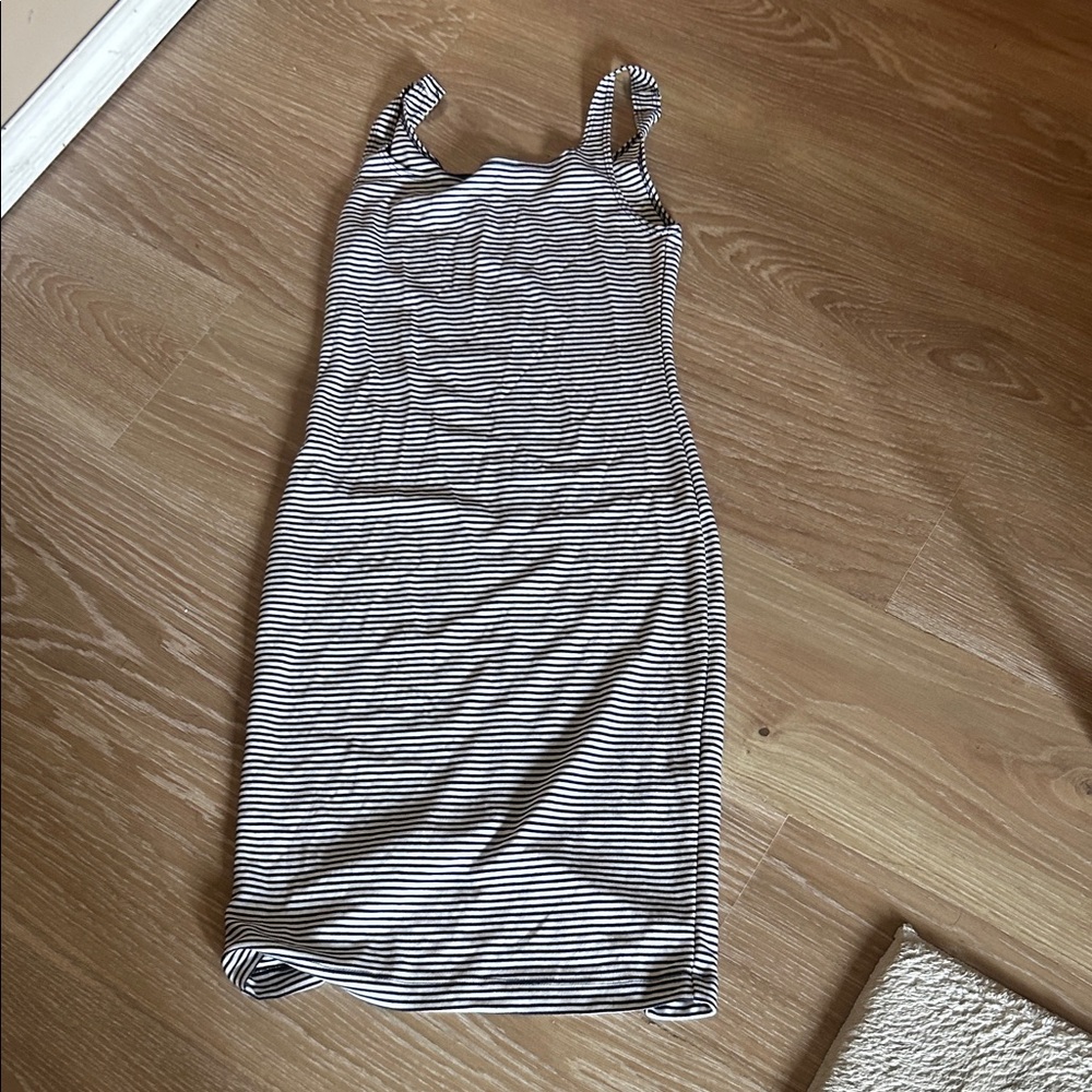 Zara Black and White Striped Midi Dress